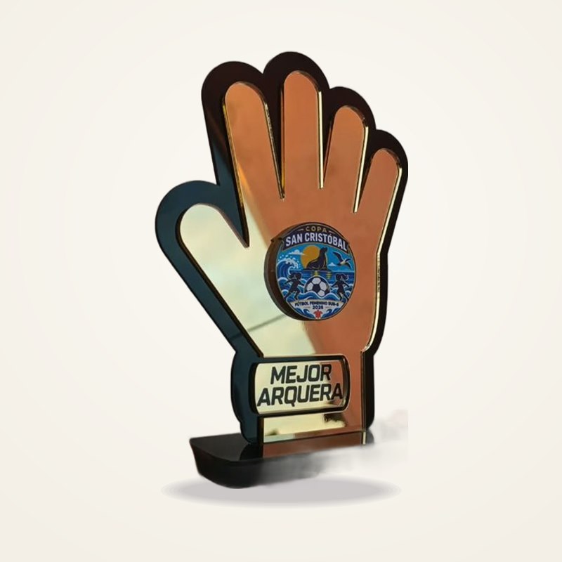 Trofeo en forma de paleta de pickleball en acrílico espejo